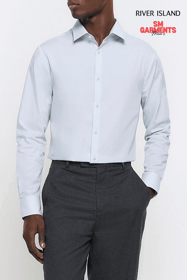 RIVER ISLAND Blue Slim Fit Long Sleeve Smart Shirt - SMgarment's