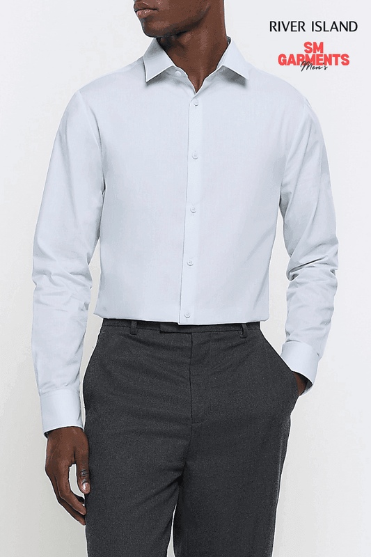 RIVER ISLAND Blue Slim Fit Long Sleeve Smart Shirt - SMgarment's