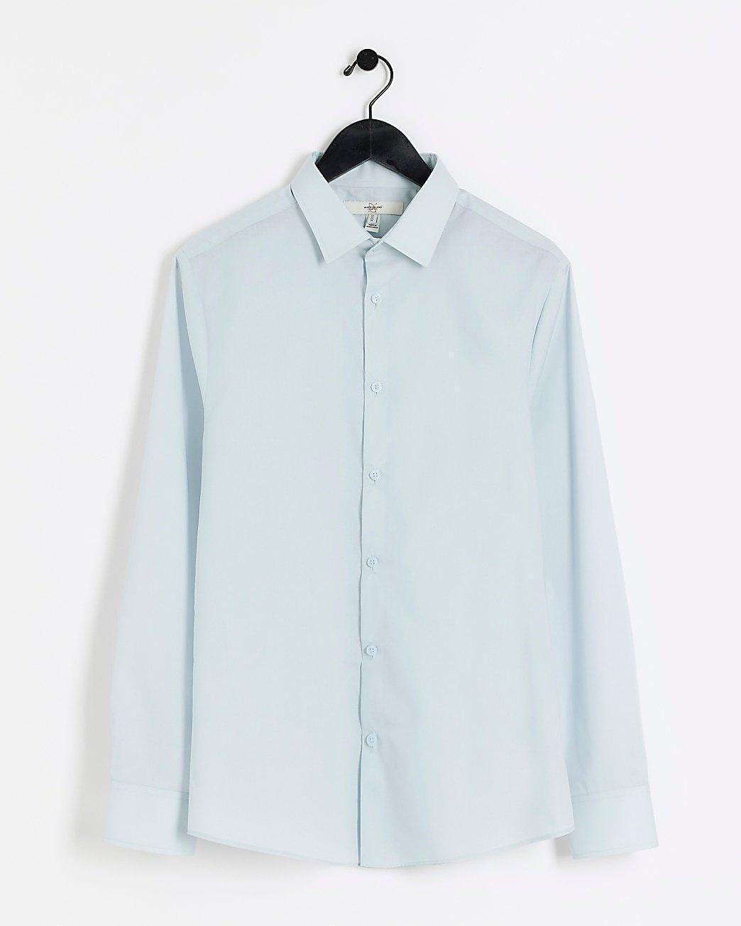 RIVER ISLAND Blue Slim Fit Long Sleeve Smart Shirt - SMgarment's