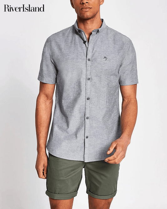 RIVER ISLAND Grey Short Sleeve Shirt - Smgarment's