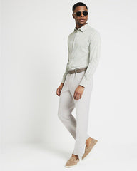RIVER ISLAND Khaki Muscle Fit Geometric Smart Shirt - SMgarment's