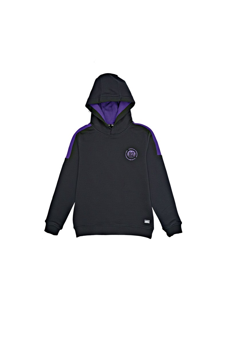 ROAD WEAR KIDS BLACK AND PURPLE PRINTED HOODIE - Smgarment's