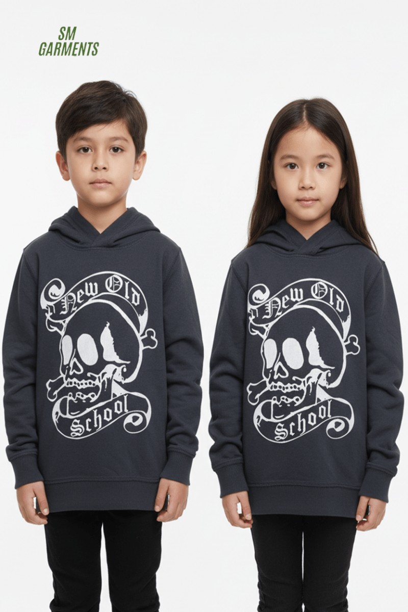 ROAD WEAR KIDS PRINTED HOODIE (BLACK) - Smgarment's