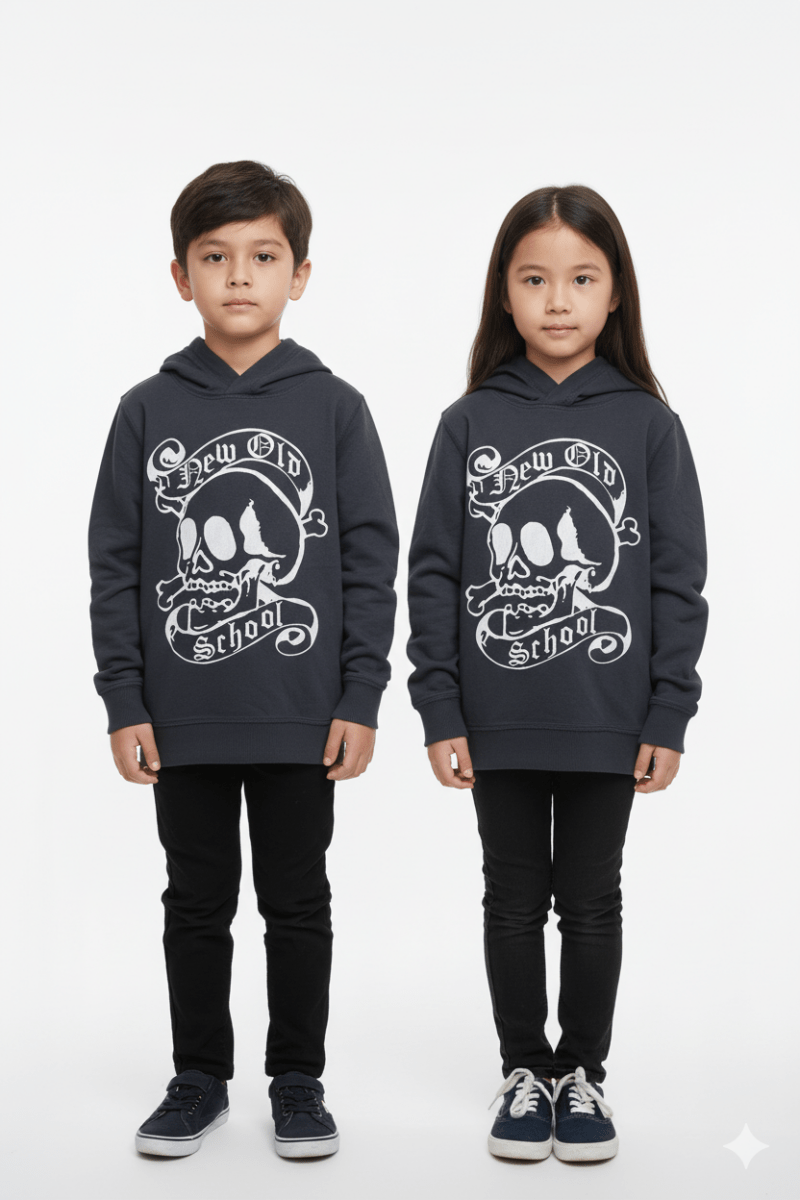 ROAD WEAR KIDS PRINTED HOODIE (BLACK) - Smgarment's