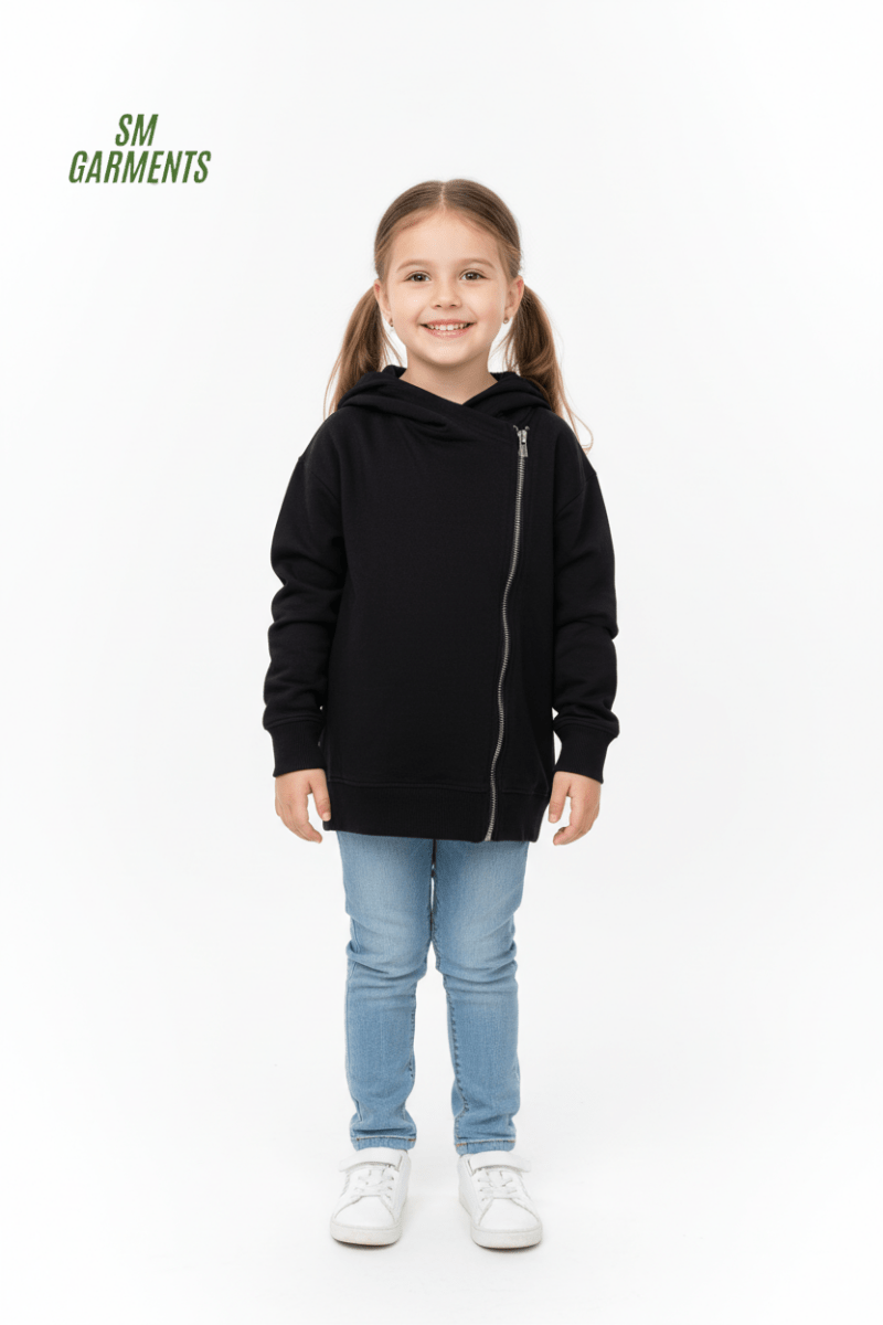 ROADWEAR Girls' Asymmetrical Zip Hoodie - Black - Smgarment's