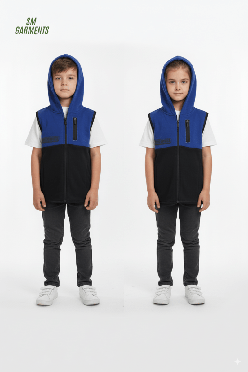 ROADWEAR Kids Black & Blue Sleeveless Zip - Up Hoodie - Smgarment's