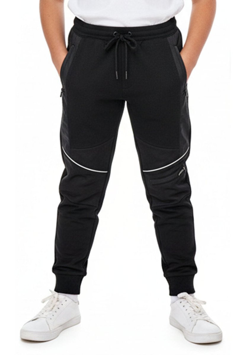 ROADWEAR Kids Black Tech Panel Jogger Pants with Zipper Pockets - Smgarment's