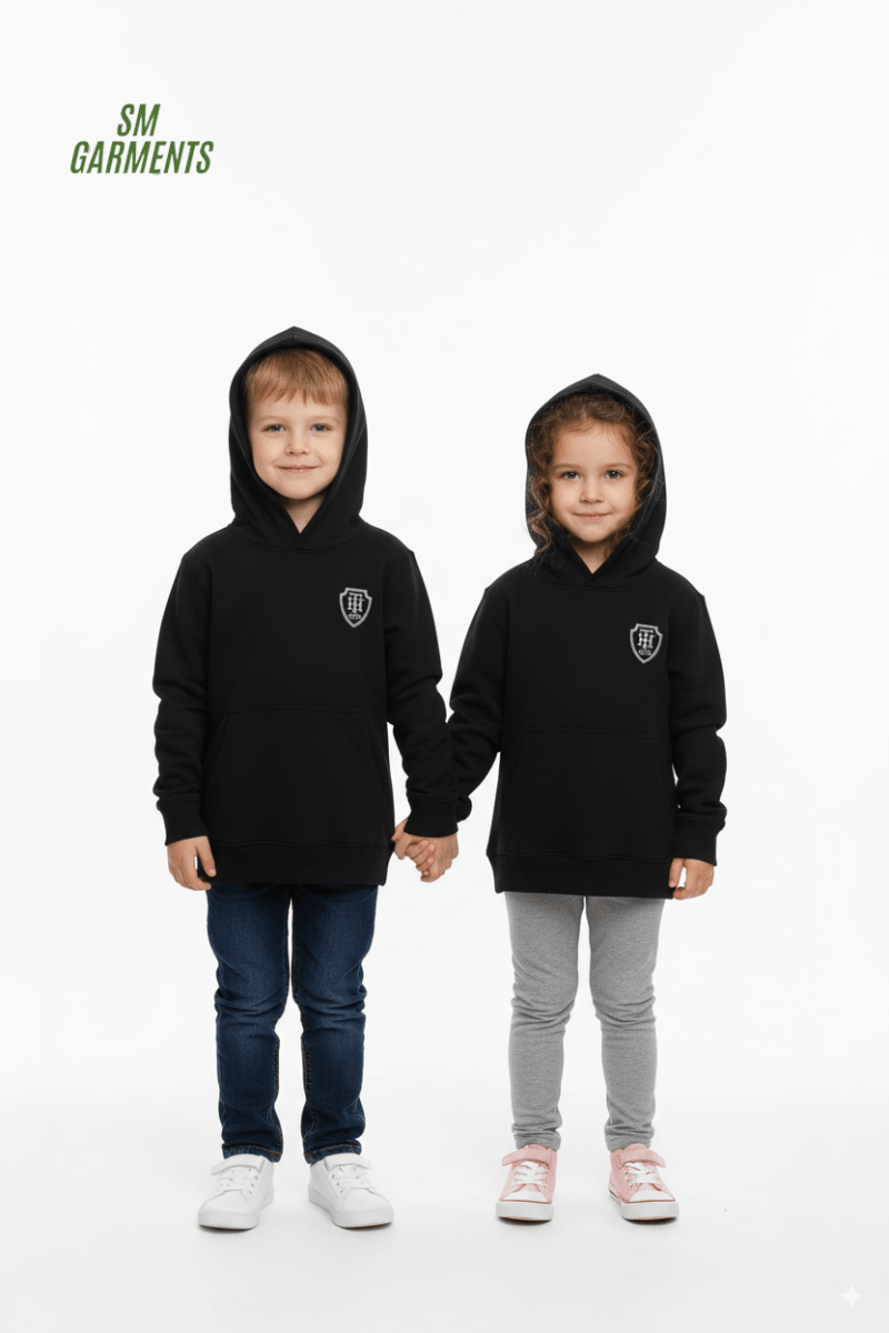 ROADWEAR Kids’ Classic Black Pullover Hoodie with Logo - Smgarment's