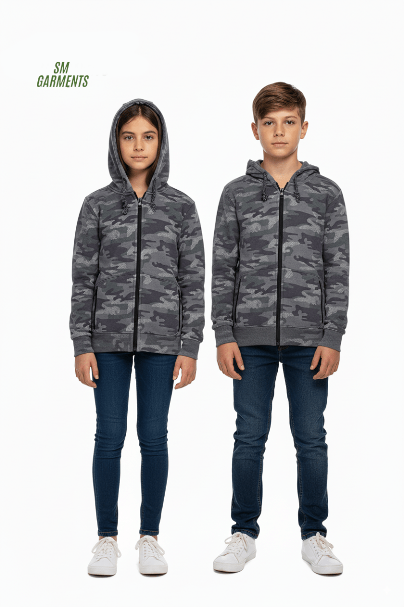 ROADWEAR KIDS GREY CAMO PRINTED HOODIE - Smgarment's