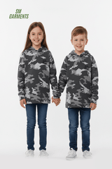 ROADWEAR Kids Grey Camouflage Printed Hoodie - Smgarment's