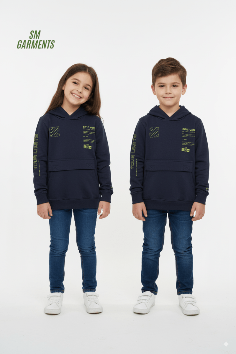 ROADWEAR Kids’ Navy Printed Hoodie – Casual Streetwear - Smgarment's