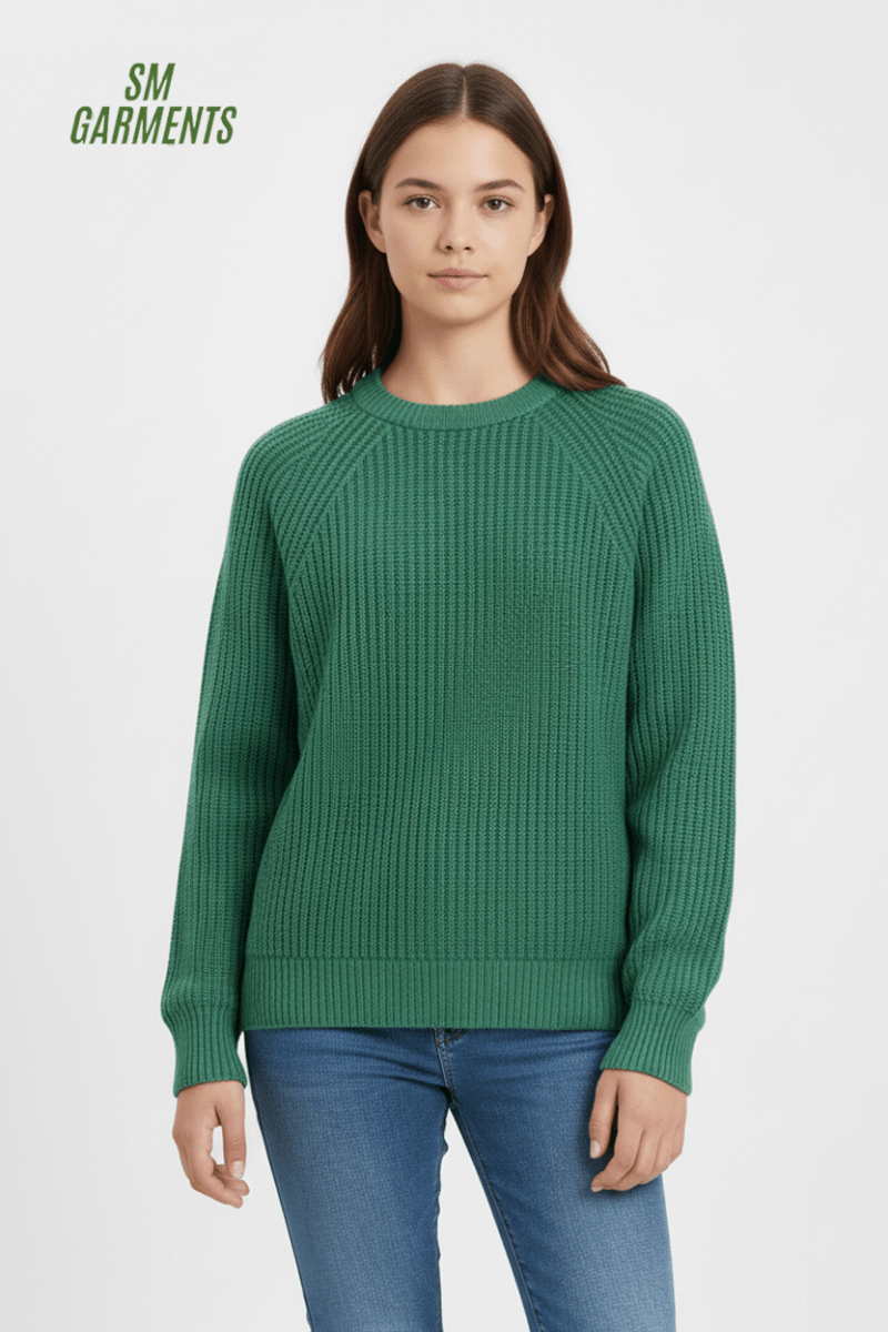 RT WOMENS BASIC GREEN SWEATER - Smgarment's