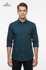 SACOOR BLUE MENS BASIC SHIRT WITH SIDE LOGO - Smgarment's