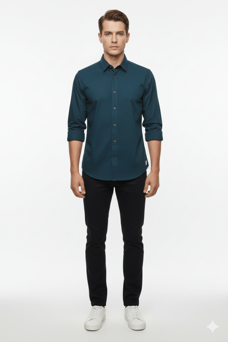 SACOOR BLUE MENS BASIC SHIRT WITH SIDE LOGO - Smgarment's