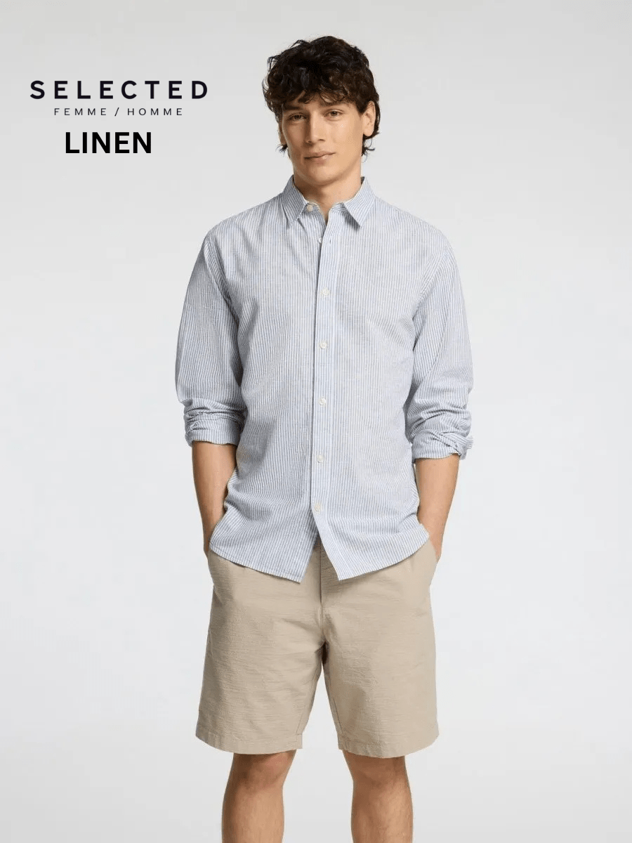 SELECTED HOMME LINEN SLIM CINTREE SHIRT - Smgarment's
