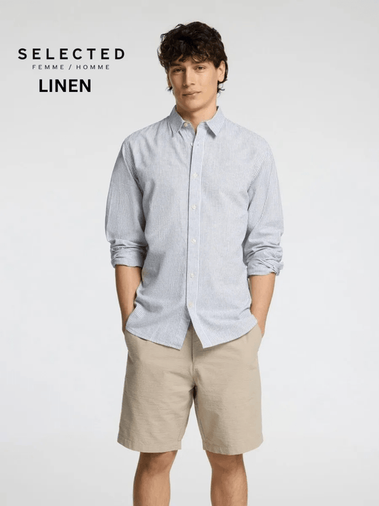 SELECTED HOMME LINEN SLIM CINTREE SHIRT - Smgarment's
