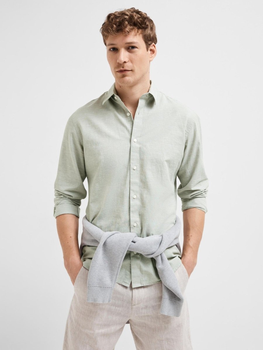 SELECTED HOMME LINEN SLIM CINTREE SHIRT - Smgarment's