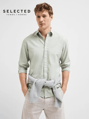 SELECTED HOMME LINEN SLIM CINTREE SHIRT - Smgarment's