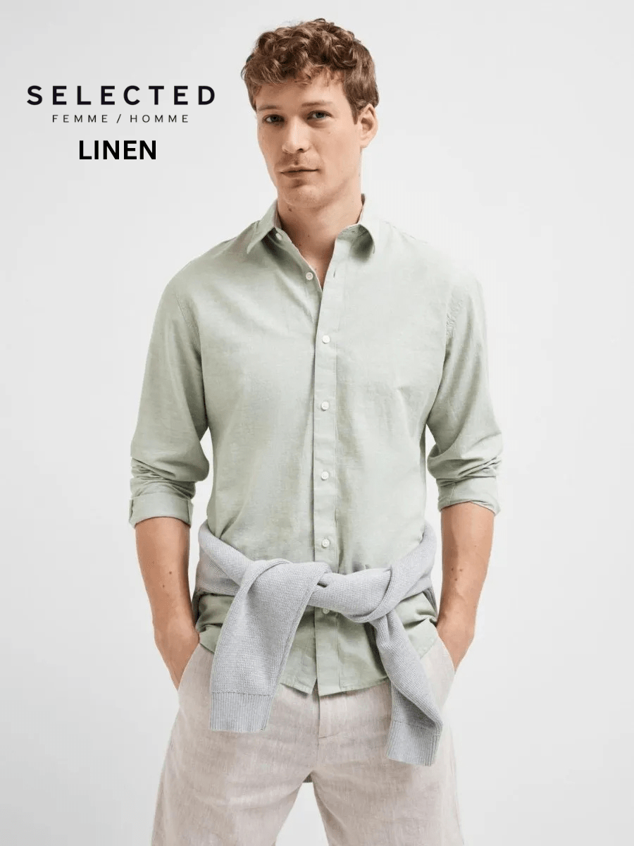 SELECTED HOMME LINEN SLIM CINTREE SHIRT - Smgarment's