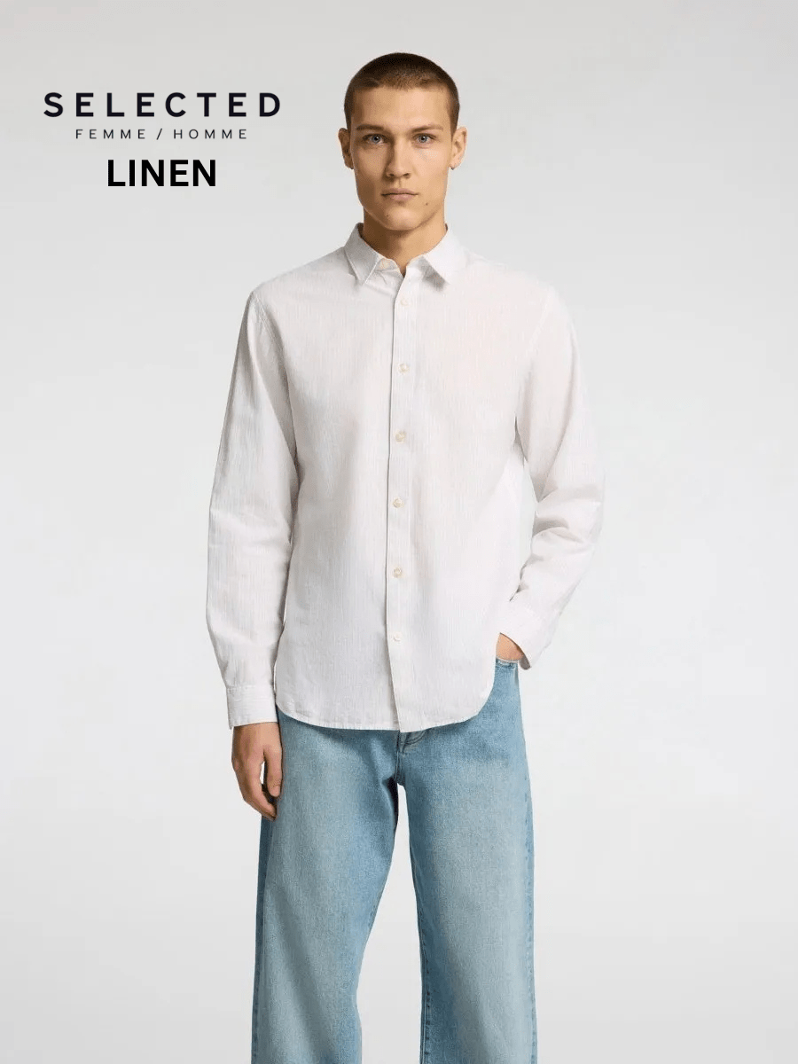 SELECTED HOMME LINEN SLIM CINTREE SHIRT - Smgarment's