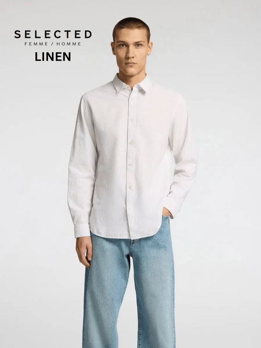SELECTED HOMME LINEN SLIM CINTREE SHIRT - Smgarment's