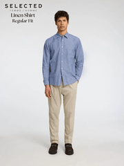 SELECTED HOMME LONG SLEEVED LINEN SHIRT - Smgarment's