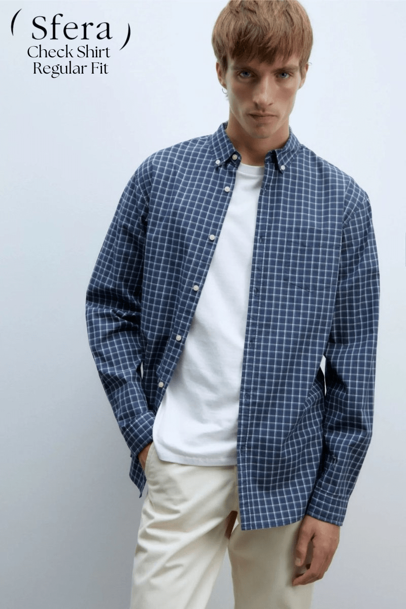 SFERA MEN Checked Poplin Regular Fit Shirt - Smgarment's