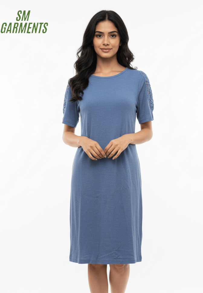 SHEEGO WOMEN CASUAL EMBROIDED SHOULDER DRESS - Smgarment's