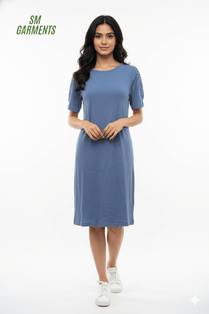 SHEEGO WOMEN CASUAL EMBROIDED SHOULDER DRESS - Smgarment's