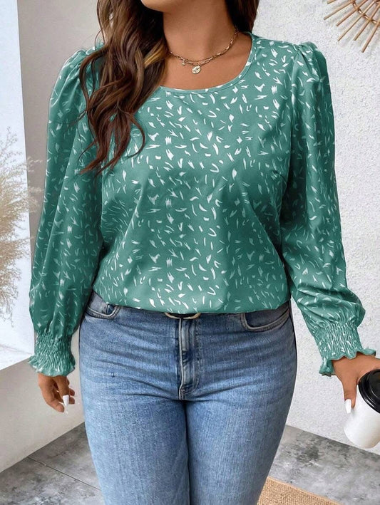 SHEIN Calvaya Printed Puff Sleeve Top - Smgarment's