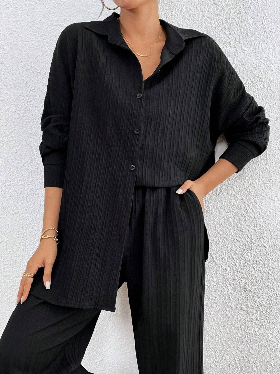 SHEIN LUNE Women's Loose Fit Drop - Shoulder Long Sleeve Shirt - Smgarment's