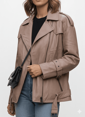 снежная королева AVIATOR LEATHER JACKET - Smgarment's