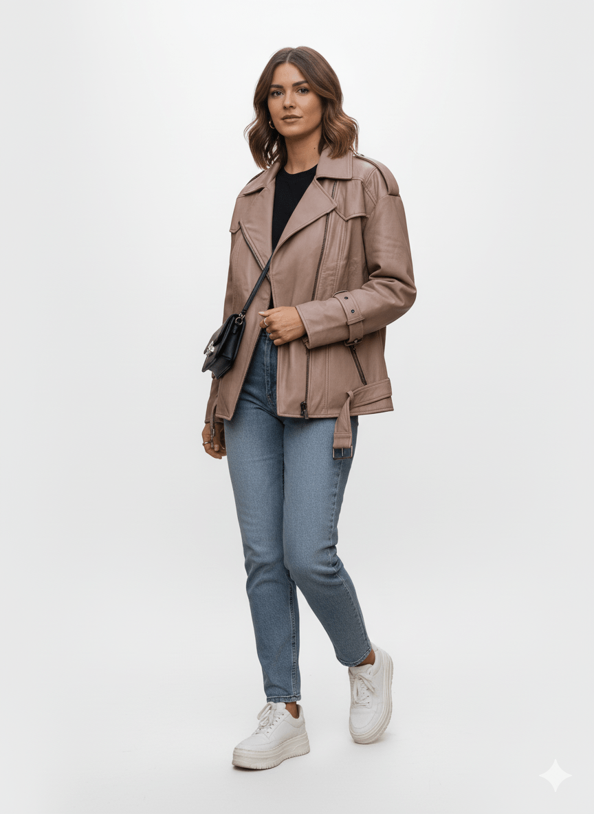 снежная королева AVIATOR LEATHER JACKET - Smgarment's