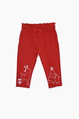 SO CUTE Girls' Red Holiday Leggings with Christmas Print & Bow Waist - Smgarment's