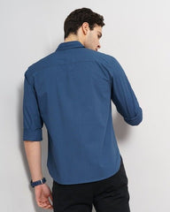 Solid Regular Fit Cotton Blue Shirt - Smgarment's