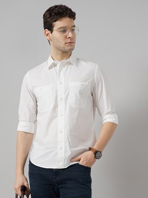 Solid Regular Fit Cotton White Shirt - Smgarment's