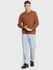 !Solid Sweater Deker Brown Regular Fit - Smgarment's