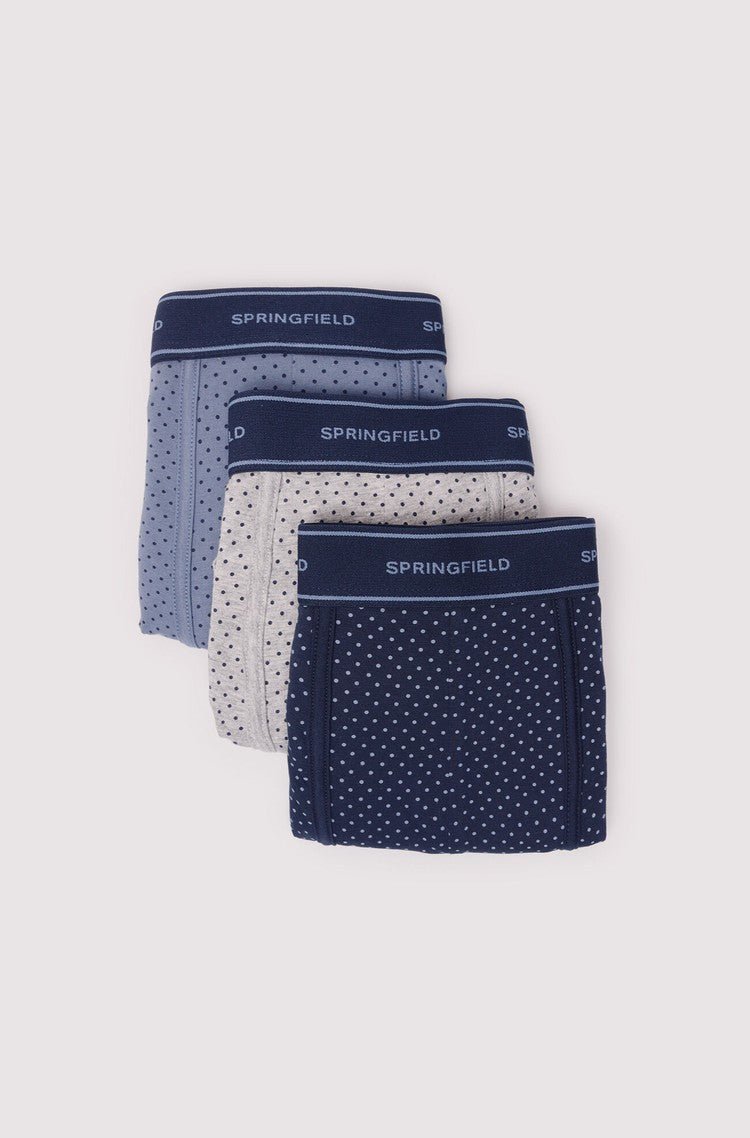 SPRINGFIELD BLUE PATTERNED DOTTED BOXER( ONE PIECE ) - Smgarment's