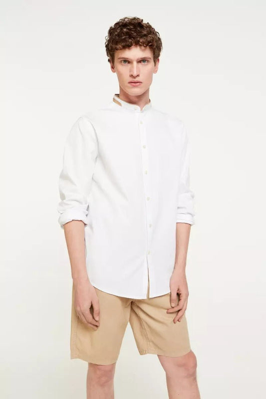 SPRINGFIELD Long Sleeve Mao Collar Shirt - Smgarment's