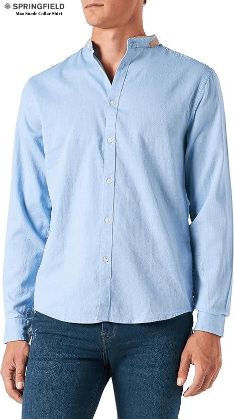 Springfield Men's Mao Suede Collar Shirt - Smgarment's