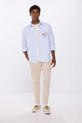 SPRINGFIELD Oversized Oxford Shirt With Embroidered Stripes - Smgarment's