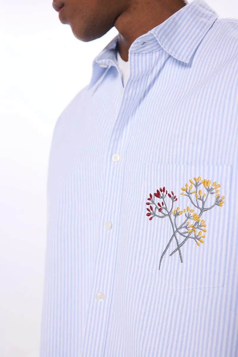 SPRINGFIELD Oversized Oxford Shirt With Embroidered Stripes - Smgarment's