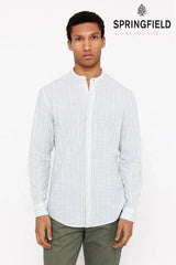 SPRINGFILED FLAME STRIPED SHIRT WITH MAO COLLAR - Smgarment's