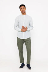 SPRINGFILED FLAME STRIPED SHIRT WITH MAO COLLAR - Smgarment's