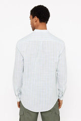 SPRINGFILED FLAME STRIPED SHIRT WITH MAO COLLAR - Smgarment's