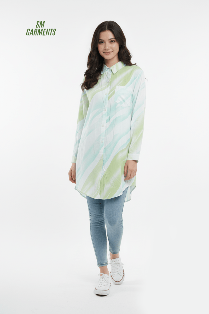 Stylish Abstract Print Tunic MEDIUM LONG Shirt - Smgarment's