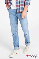 SUN + STONE Men's Melbourne Slim - Fit Destroyed Jeans - SMgarment's