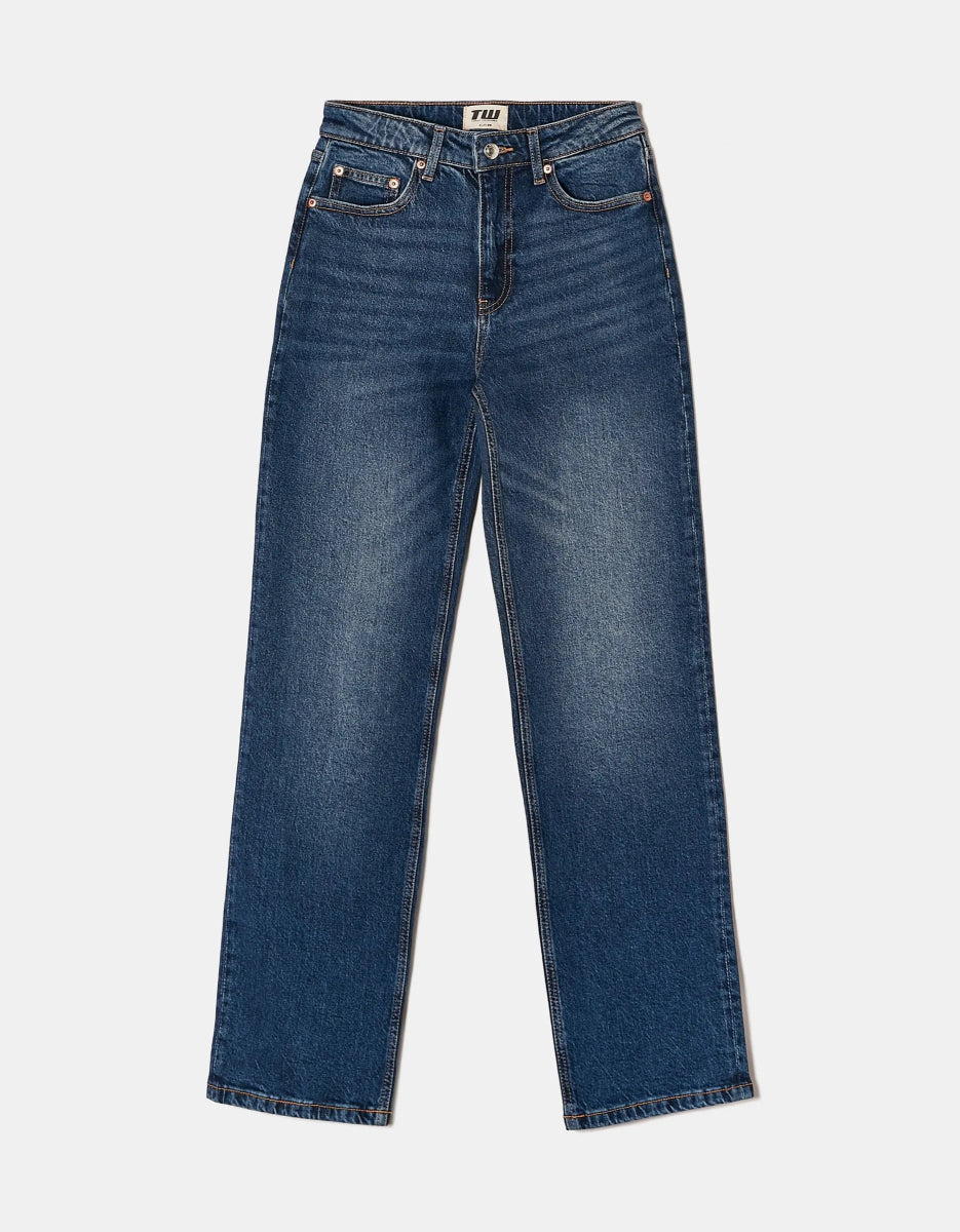 TALLY WEIJL Dark Blue High Waist Straight Leg Jeans - Smgarment's