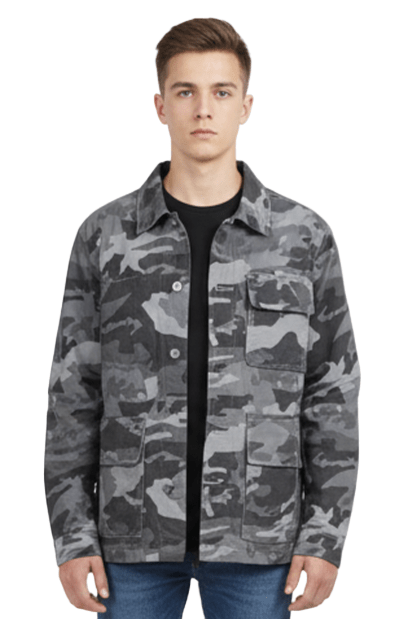 Teddy Smith Mens Camo Utility Jacket – Urban Grey - Smgarment's