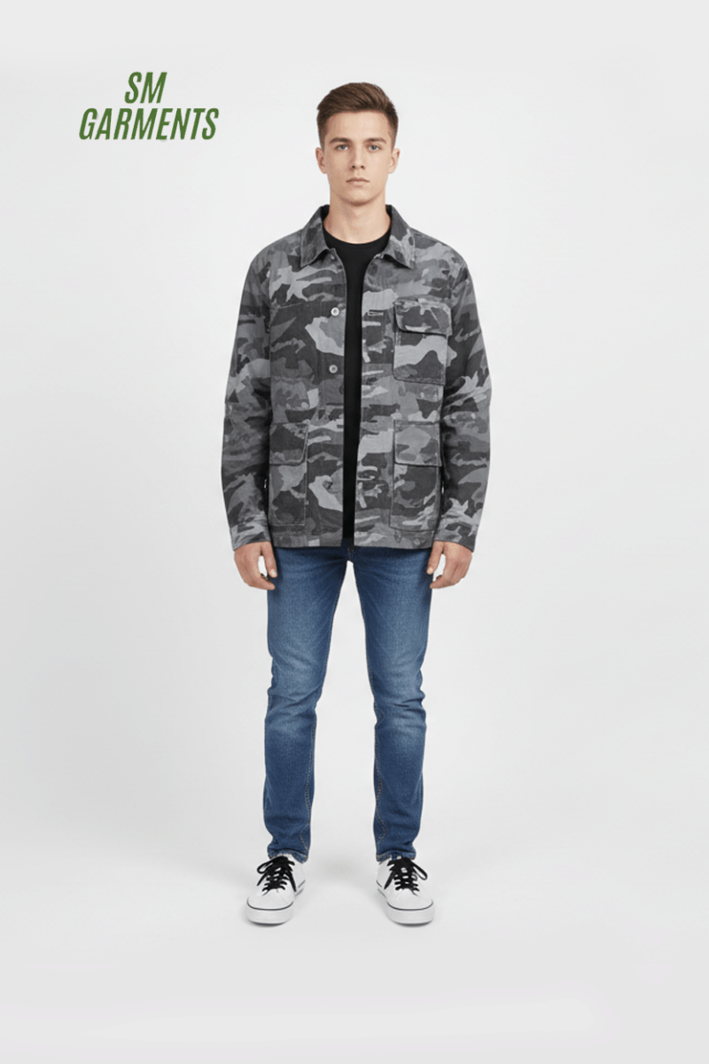 Teddy Smith Mens Camo Utility Jacket – Urban Grey - Smgarment's